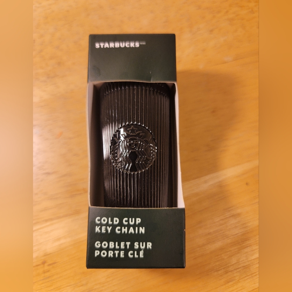 STARBUCKS 2024 Jet Black Pleated Metallic Cold Cup Keychain